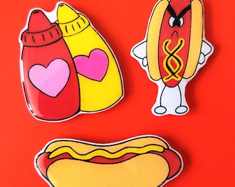 Imanes de 3 piezas de Hot Dog
