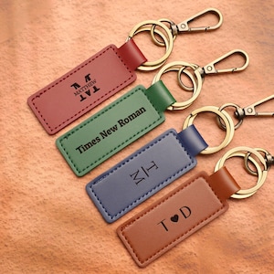 Porte-clés en cuir personnalisé, Porte-clés en cuir avec texte personnalisé, Porte-clés en toute sécurité, Porte-clés en cuir pour clé de voiture, Meilleur cadeau, Cadeau pour homme