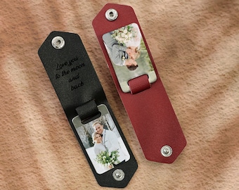 Custom Picture Keychain, Personalized Leather Text Keychain, Drive Safe Boyfriend Keychain, Gift for New Dad, Father&#39;s Day gift