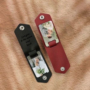 Porte-clés avec photo personnalisé, porte-clés avec texte en cuir personnalisé, porte-clés petit ami Drive Safe, cadeau pour un nouveau papa, cadeau de fête des pères