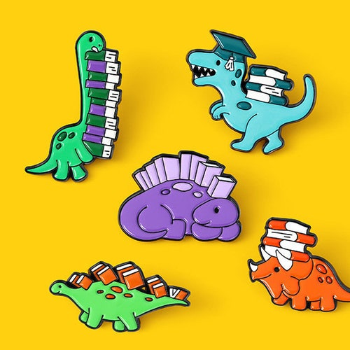 Cute Carry Book Dinosaur Doctor Brooch Cartoon Enamel Pins Badges label pin  Birthday gift for her anime positive pins for jeans