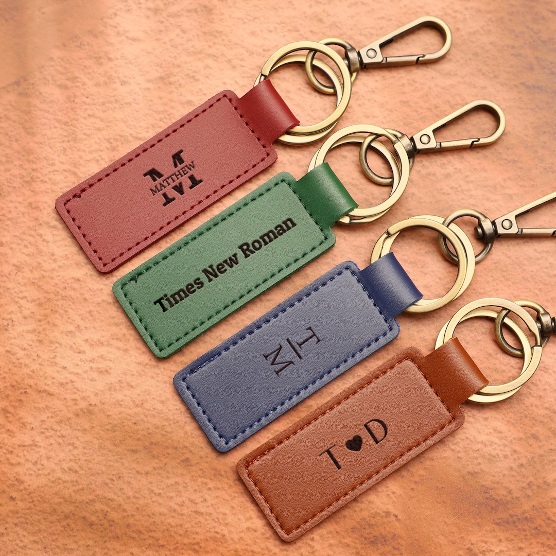 Custom Leather Key Chain, Personalised Text Leather Keyring, Ride Safe ...