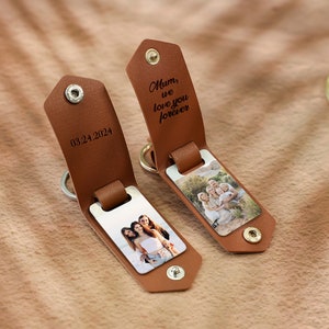 Porte-clés photo en cuir personnalisé, Porte-clés en similicuir personnalisé, Cadeau pour la fête des pères, Porte-clés photo en cuir, Porte-clés en similicuir avec photo