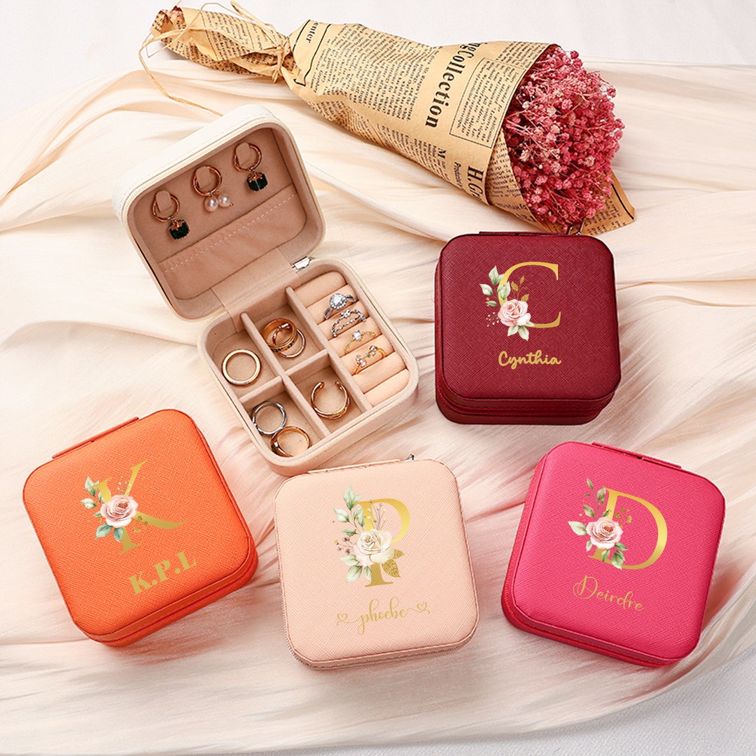 Custom Leather Jewelry Box With Name,jewelry Travel Case,bridal Party