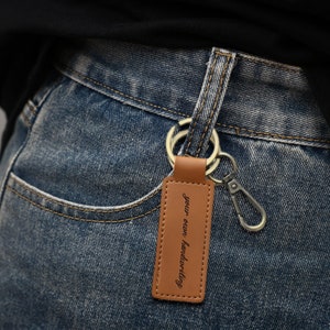 Custom Leather Key Chain, Personalised Text Leather Keyring, Ride Safe ...