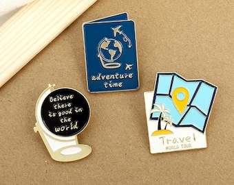 Travel Luggage Enamel Pin Adventure Globe Enamel Pins Pin Sale Pin Pins Pin Badge Lapel Pin Button Pins