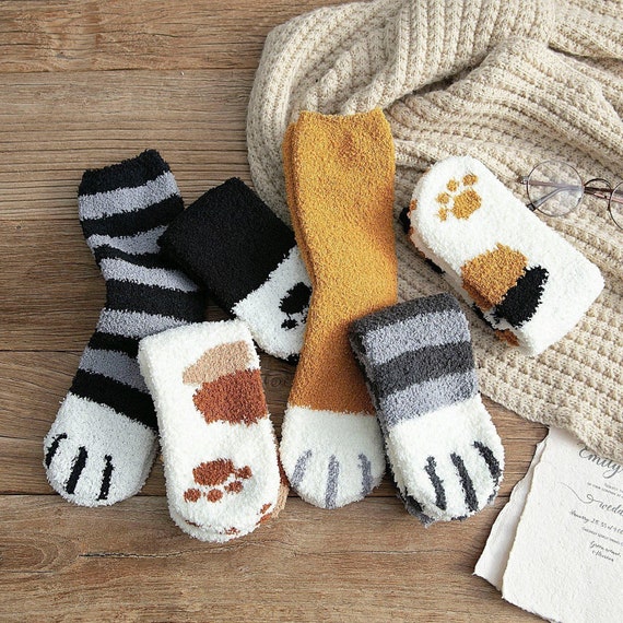 Cat Paw Fuzzy Socks Animal Paw Pattern | Etsy