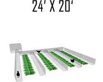 24' X 20' Garden Chunnel With (5) 20' Aisles Open Ended & 4' X 4' Chicken Run