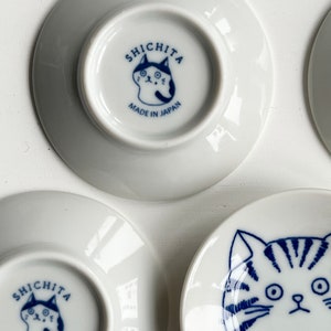 Japan-made Cats Small Plates Minoyaki Mamezara Bean Plates Kawaii Neko Design Sauce and Side Dish Plates Blue and White Colours zdjęcie 3