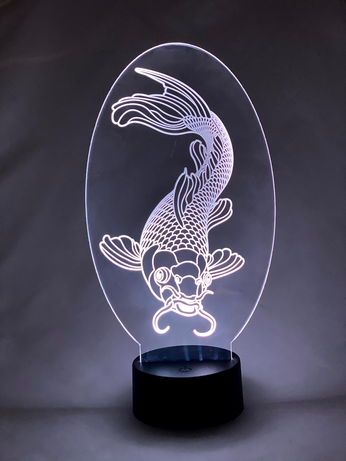 Koi Fish Laser Engraved Acrylic LED Night Light Lamp With Remote Control Etsy