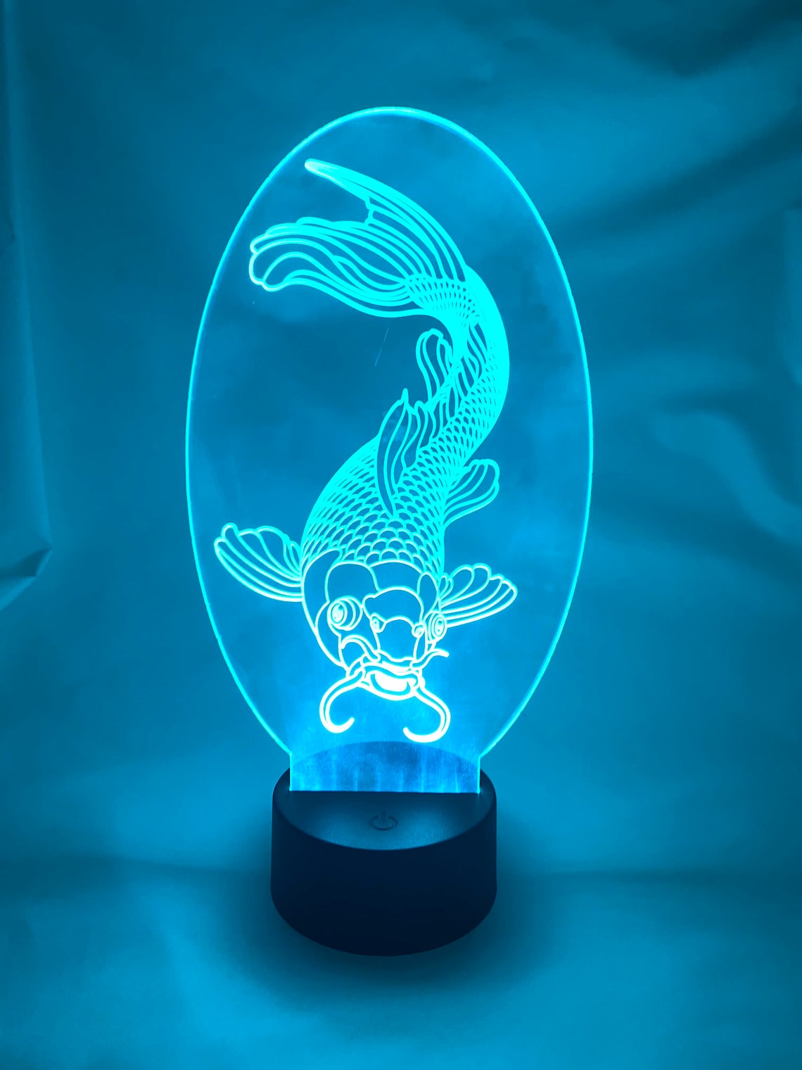 Koi Fish Laser Engraved Acrylic LED Night Light Lamp With Remote