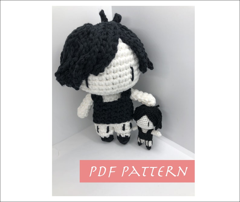 Omori Crochet Pattern Digital Download | Omori Amigurumi | Omori Plush Crochet Pattern | Gothic | Vamp | Punk | Halloween | Black and White 