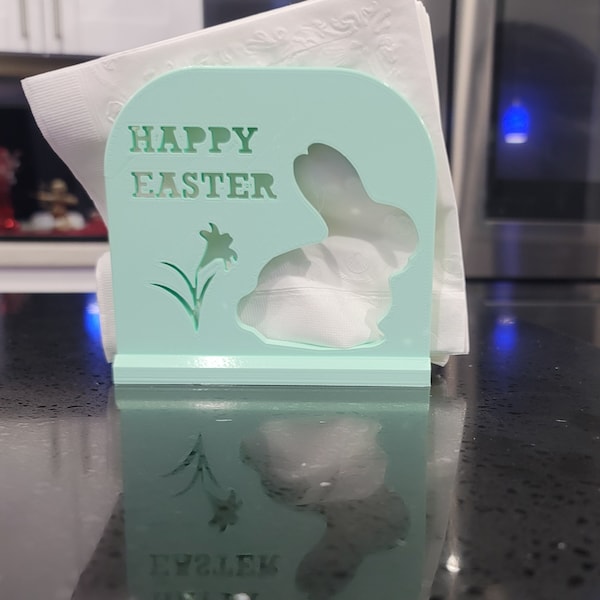 Adorable Easter Bunny Happy Easter Napkin Holder. 3D Printed. Perfect for Easter Decorations.