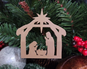 Nativity Scene Tree Ornament | 3D Printed in 30% wood fiber and plastic | Made in USA