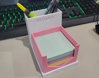 Desk Organizer with removeable box. Taller Pen Holder to allow for 2-3 Lines of Personalization