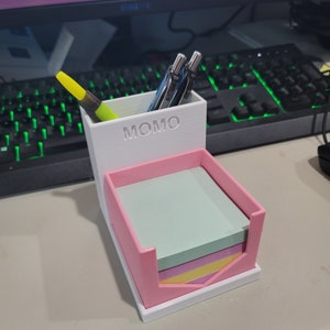 Desk Organizer with removeable box. Taller Pen Holder to allow for 2-3 Lines of Personalization