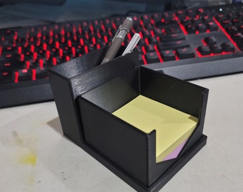 Black Out Desk Organizer with removeable box. Holds phone, pens, post-it notes, anything. 3D Printed Gothic Desk Organizer.