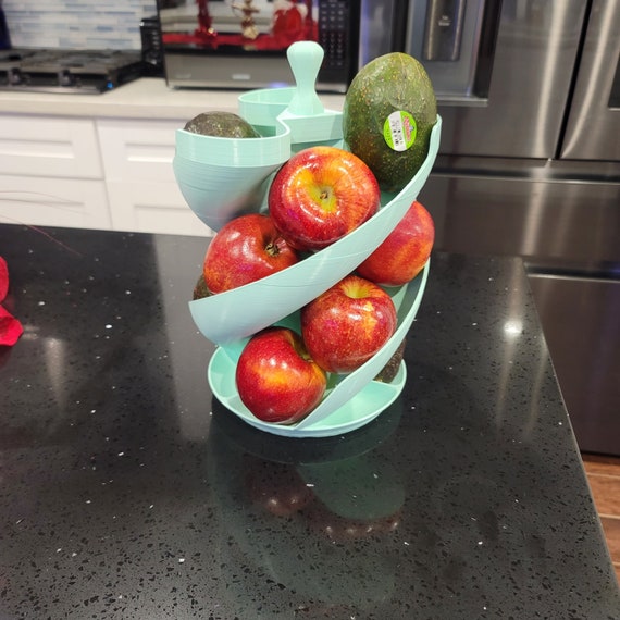 Modern Fruit Basket | 12 inches Tall | Counter Top Space Saving | Fruit, Eggs or K-Cup Holder | 3D Printed | Farmhouse| Spiral | Display