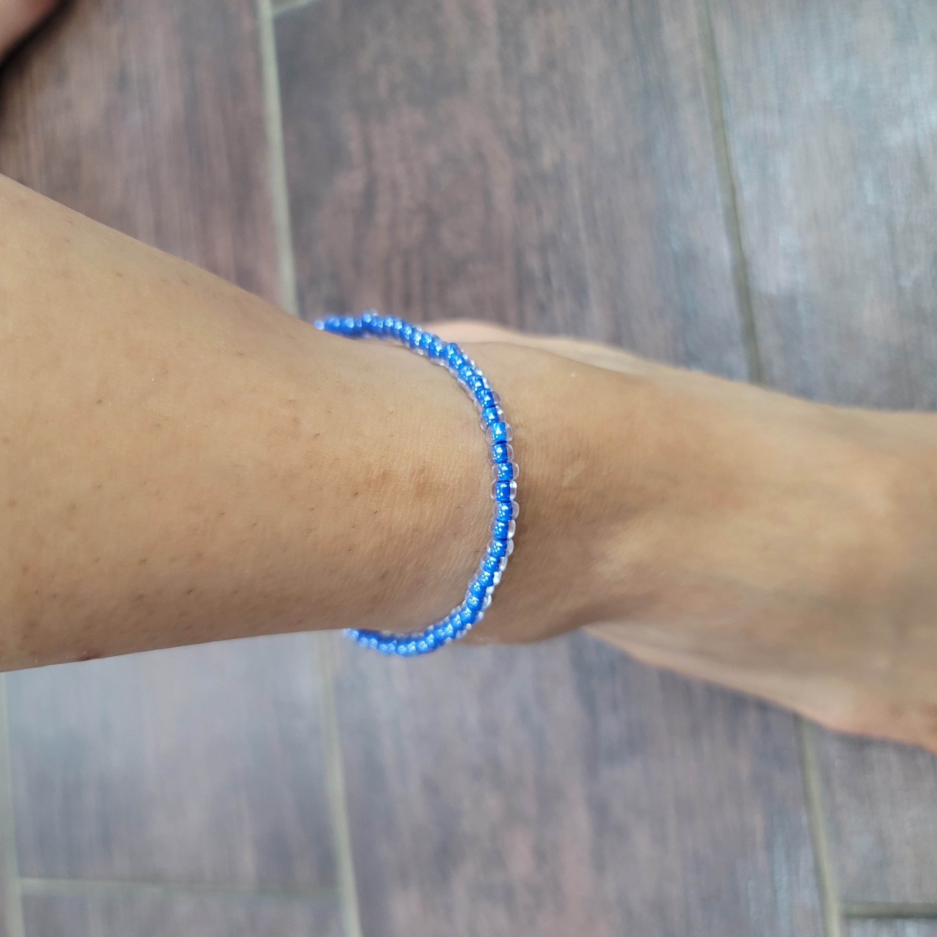 Victoria Cruz sterling silver anklet with blue in rectangle shape