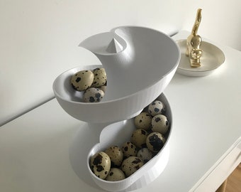 Handcrafted Quail Egg Holder | Spiral Tower Fruit Display | 3D Printed | Designed and Made by 2B Creations in USA