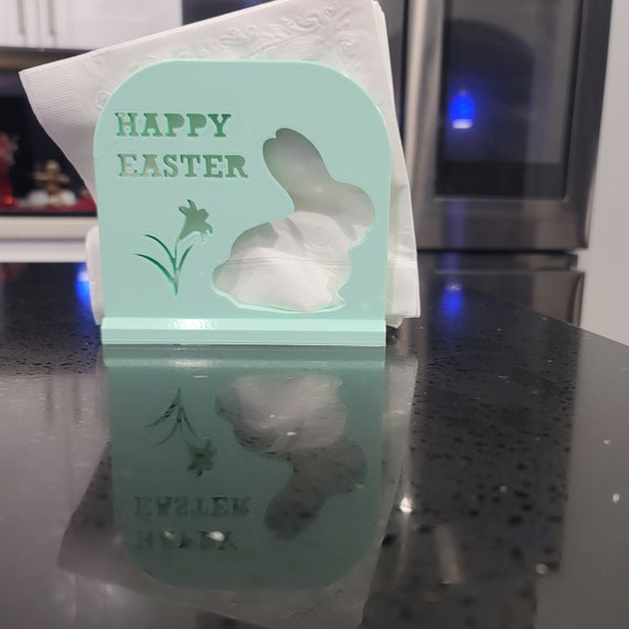 Adorable Easter Bunny Happy Easter Napkin Holder. 3D Printed. Perfect for Easter Decorations.