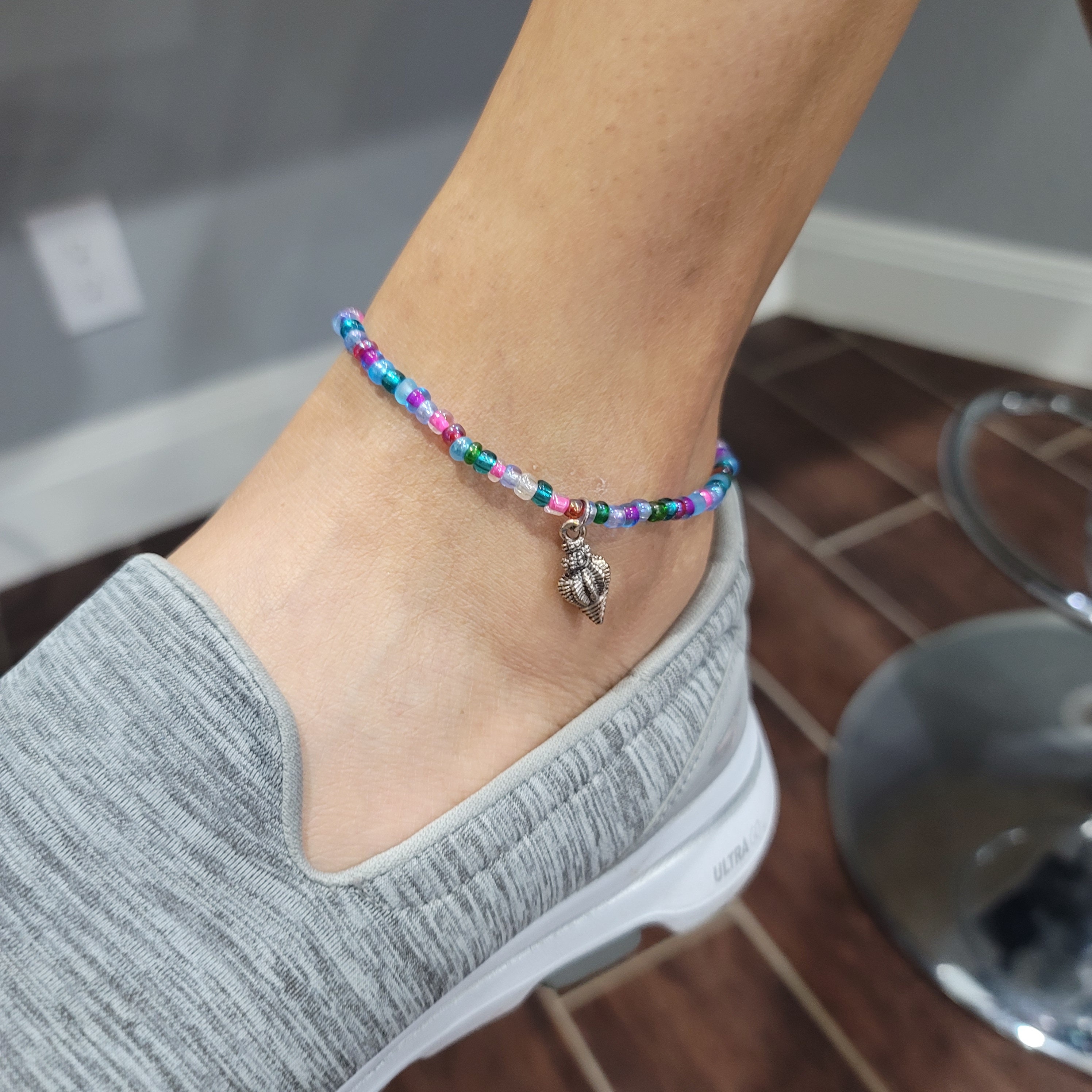 Blue - Handmade GS Bead Work Anklet 07
