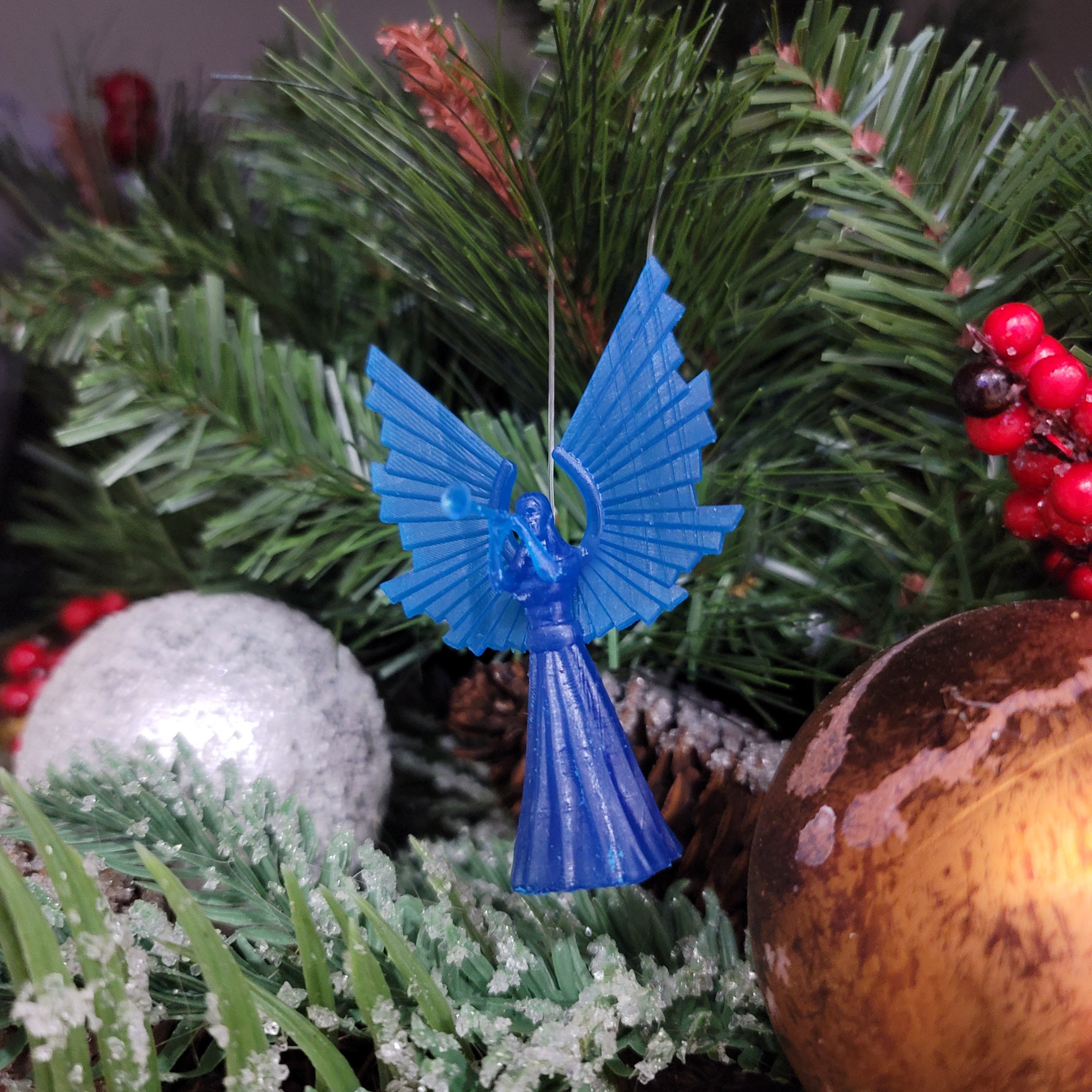 Christmas Angel Tree Ornament 3D Printed in Resin Made in USA