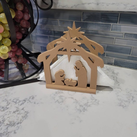 Manger Scene Napkin Holder | Christmas Décor | Holiday | 3D Printed | Nativity Scene