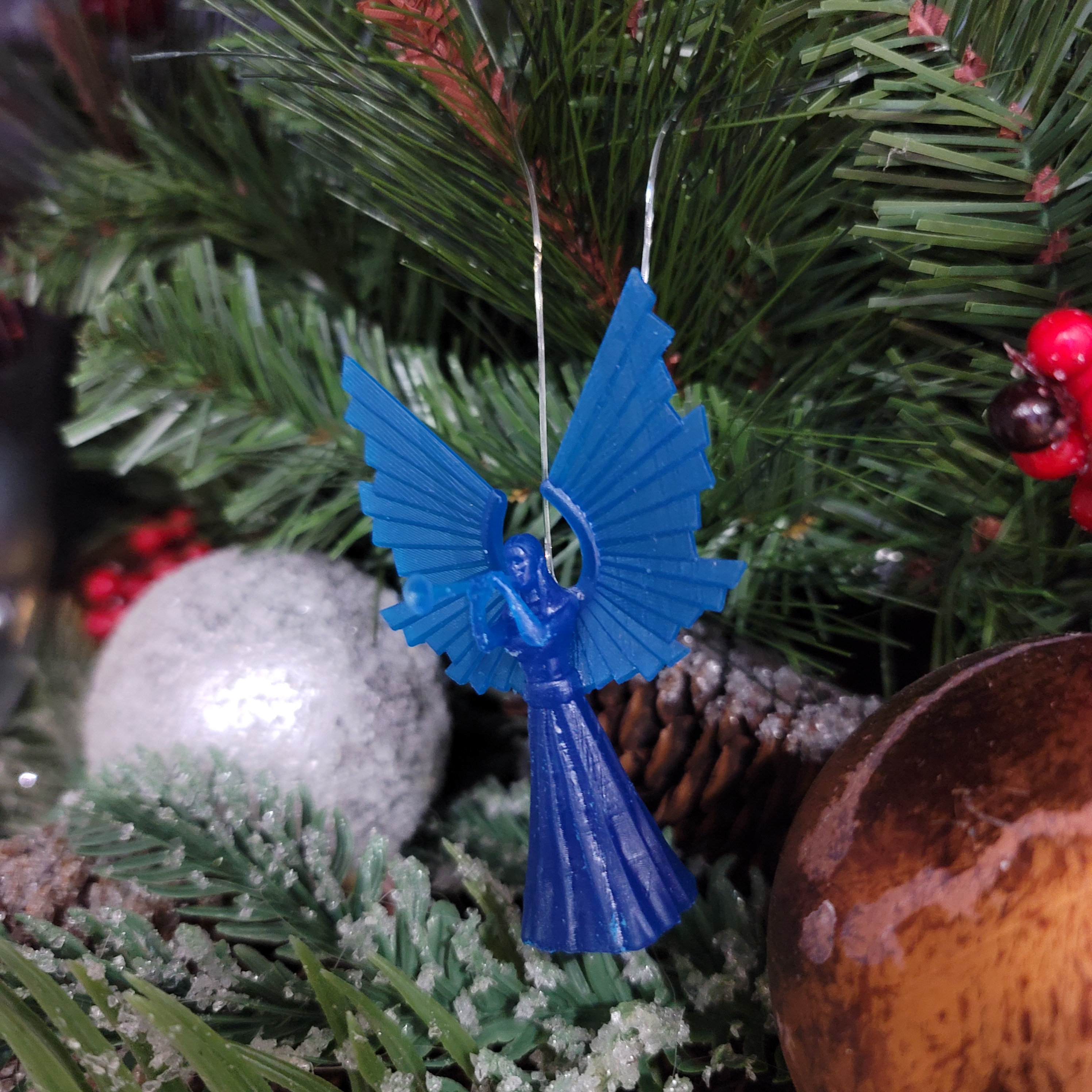 Christmas Angel Tree Ornament 3D Printed in Resin Made in USA