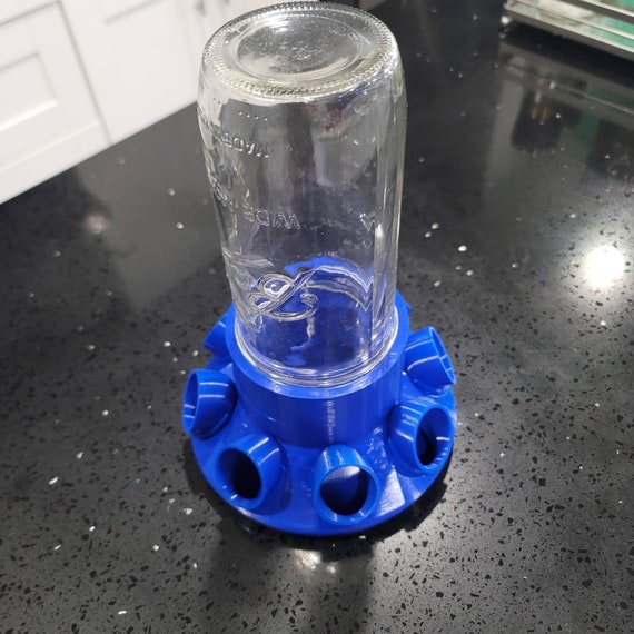 Quail Feeder with Feed Saver Ports| Wide Mouth Mason Jar Compatible | Jar Not Included. This is for base only | 3D Printed |Corturnix Quail
