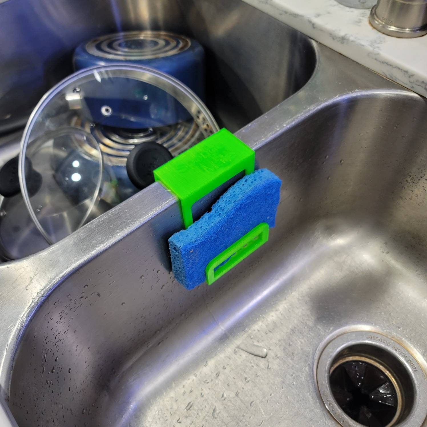 Spongemate by 2B Creations. 3D Printed. Low Profile Double Sink sponge  holder.