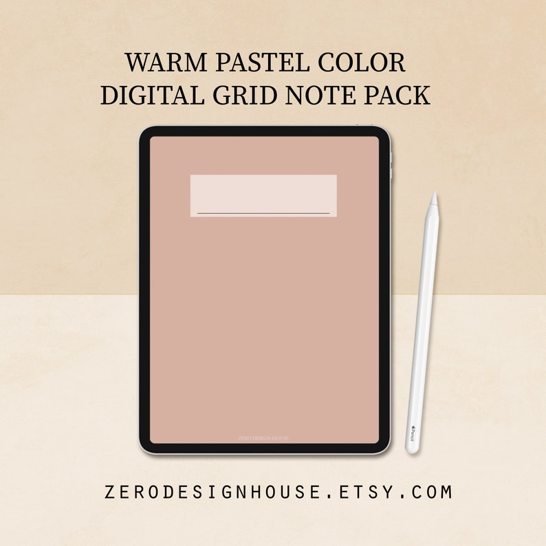 Warm Pastel Color Digital Grid Notes, 10 Colors, Goodnotes, Notability
