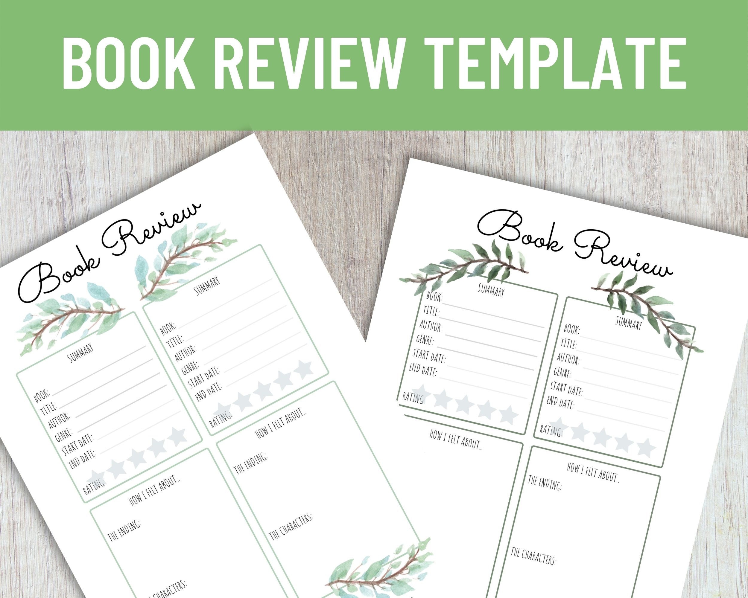 book-review-template-printable-reading-journal-etsy-uk