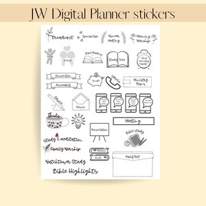 JW Digital Stickers |  Digital planning | JW Digital planner | JW Stickers | Easy to use | Pre Cropped | GoodNotes | Notability