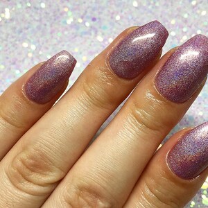 Holographic Glitter Nails | Coffin Press On Nails | Medium Press On Nails