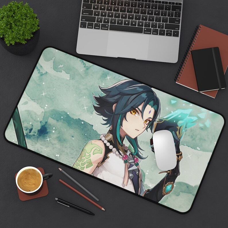 Genshin Impact Large Desk Mat Genshin Impact Xiao Desk Mat Etsy Hong Kong