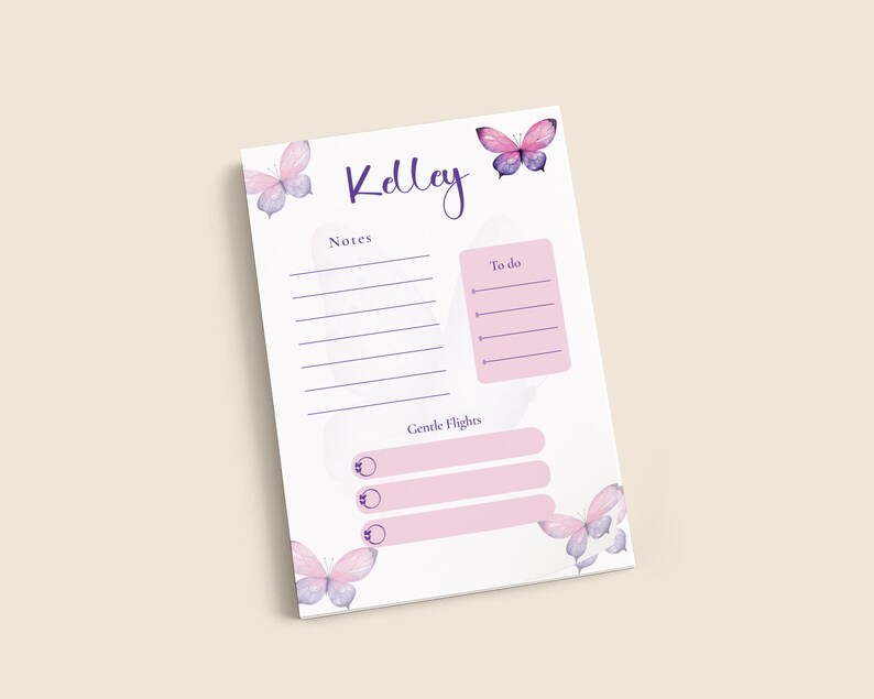 Personalized Butterfly Notepad | Custom Name to Do List Pad (5x7) - Etsy