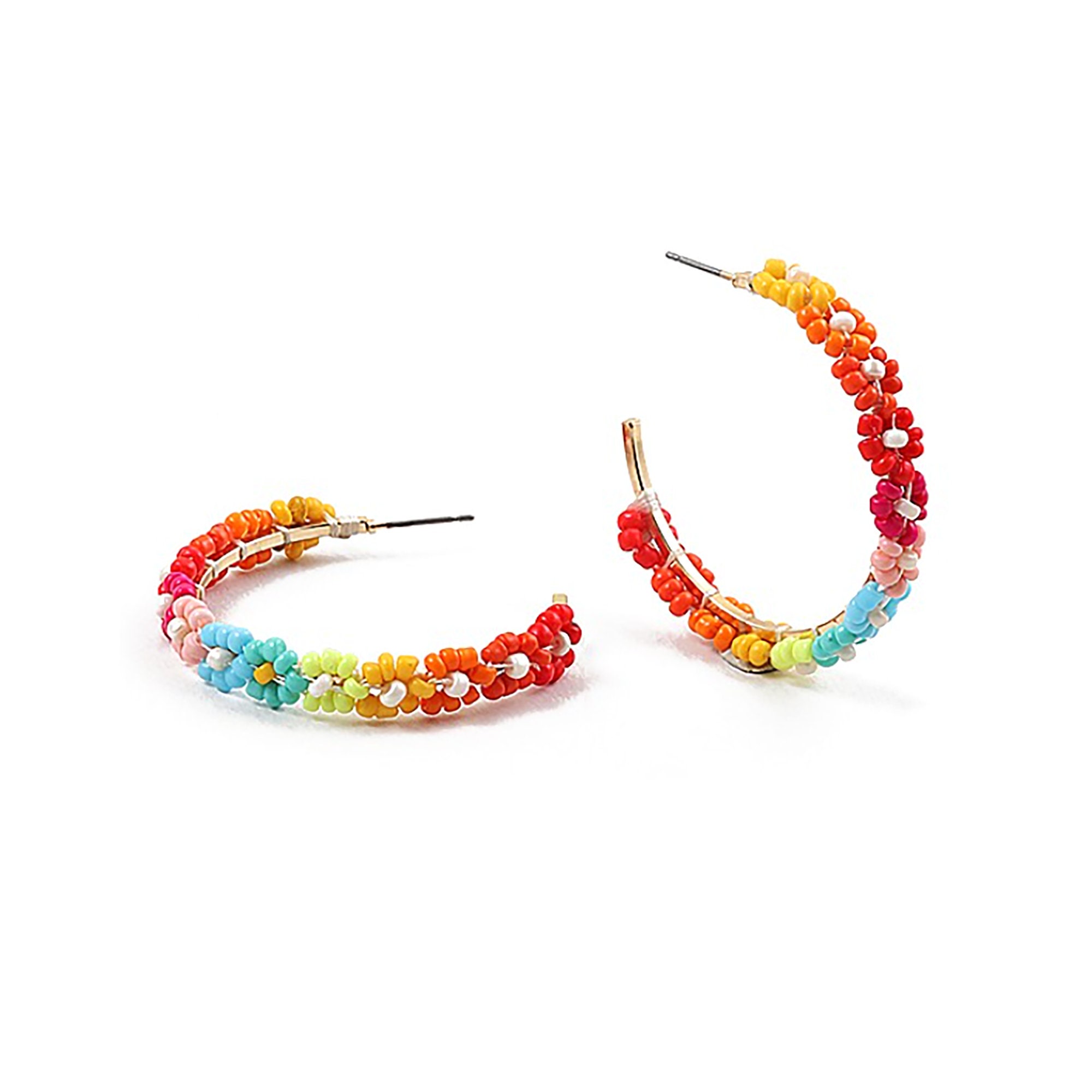 Daisy Earrings Daisy Hoop Earrings Beaded Flower Hoop Etsy