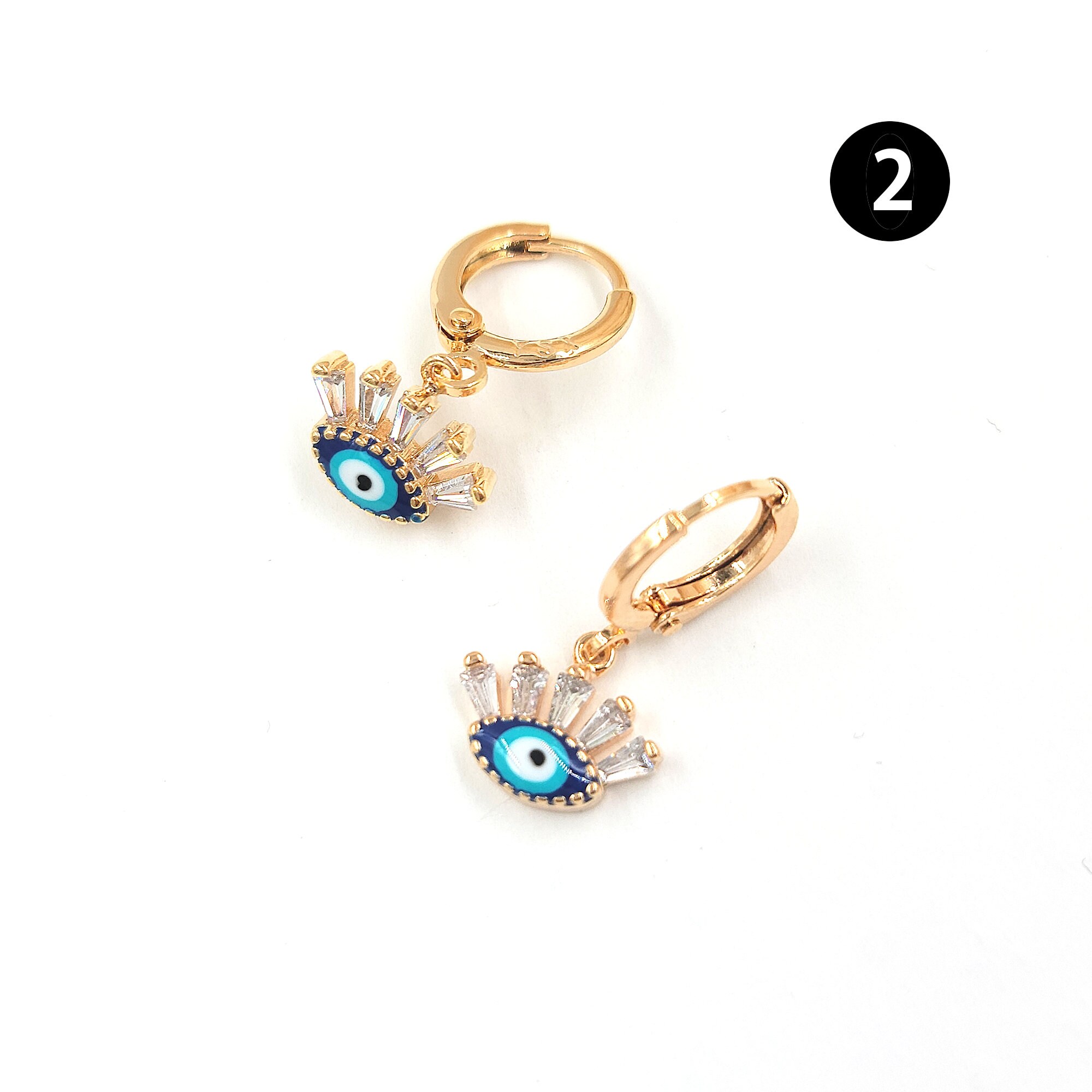 18K Gold Filled Evil Eye Stud Earring Evil Eye Huggie Hoop - Etsy