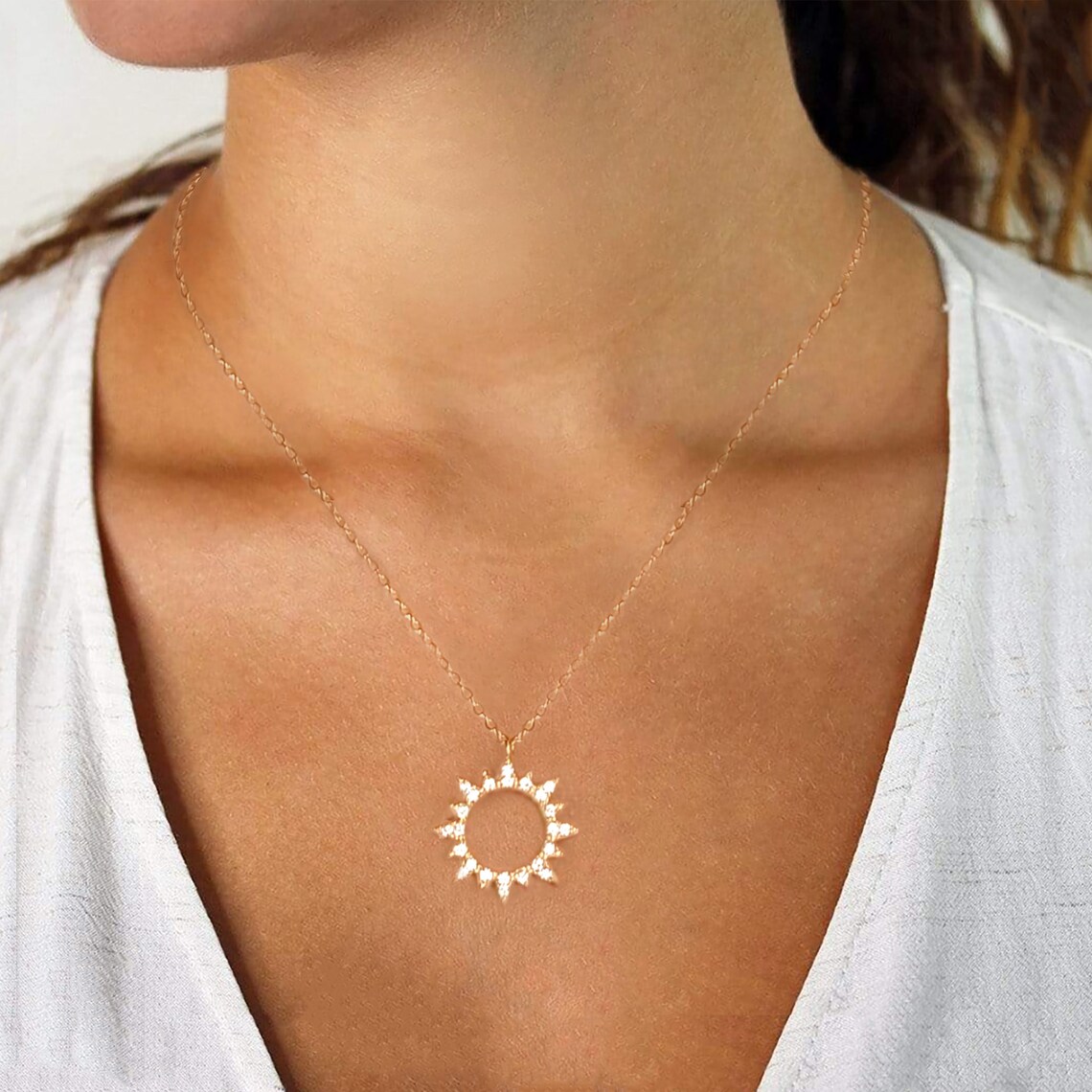 Sun Necklaces 14k Gold Plated CZ Sunshine Necklaces Etsy