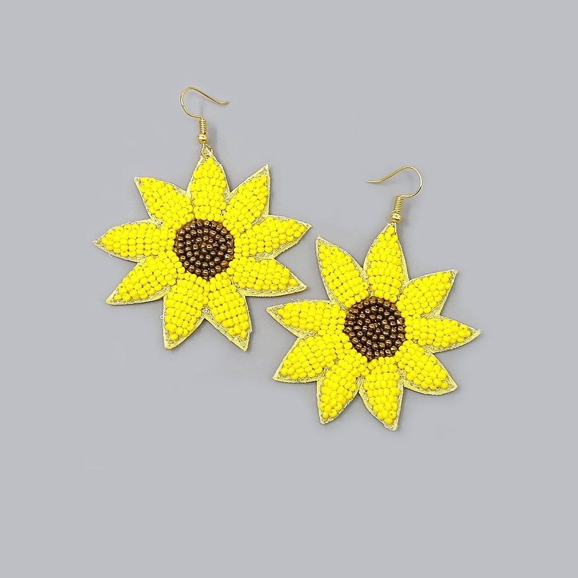 Sunflower Earrings Sunflower Seed Bead Statement Earrings Etsy