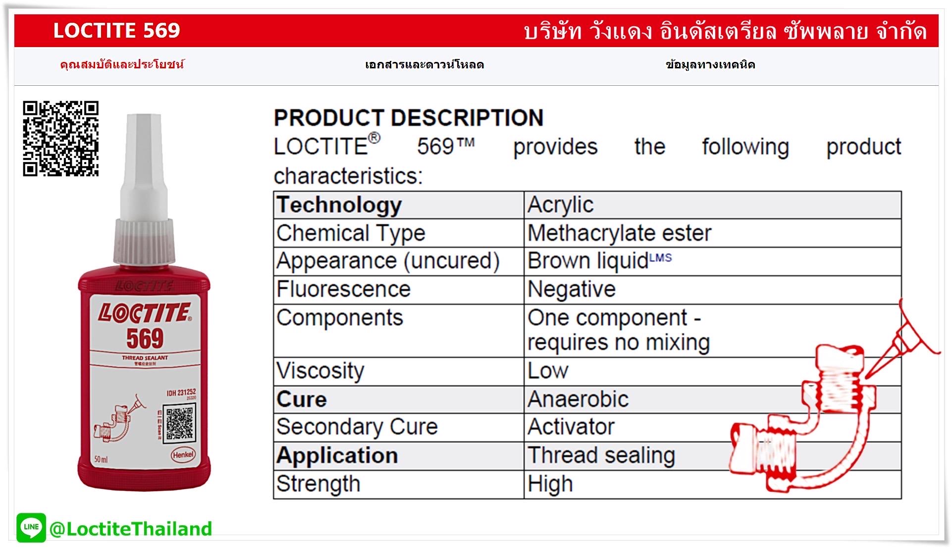 LOCTITE 569 50ml is a Brown Methacrylate Ester Acrylic Liquid Thread ...