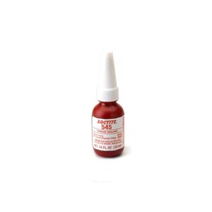 May include: A red bottle of Loctite 545 thread sealant. The bottle is labeled with the product name and instructions for use. The bottle is 1/4 fl oz (18 ml).