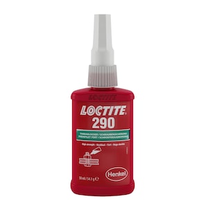 May include: A red bottle of Loctite 290 threadlocker with a white cap. The bottle is labeled "Threadlocker/Schraubensicherung" and "Freinfilet Fort/Schroefdraadborging". The bottle is 50 ml/54.1 g.