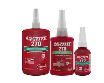 LOCTITE 270 10ml 50ml 250ml high-strength thread locker permanently secures and seals bolts, nuts and studs to prevent loosening.