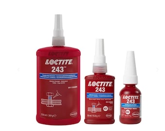LOCTITE 243 10ml 50ml 250ml Threadlock Medium Strength Bluegeneral purpose threadlocker that provides a medium-strength bond  metal FREE UK