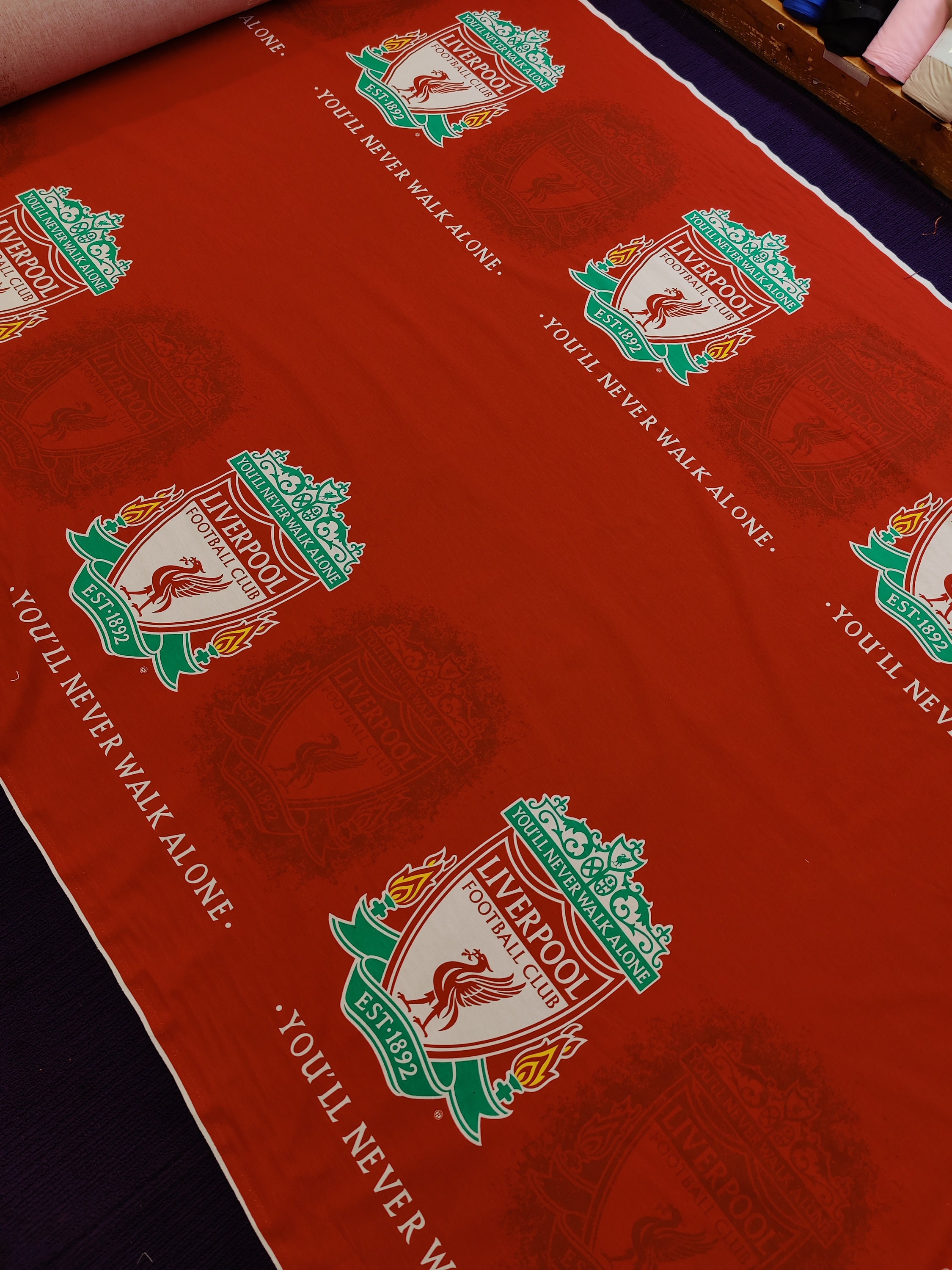 Liverpool Football Club Fabric 60 100 Cotton Etsy