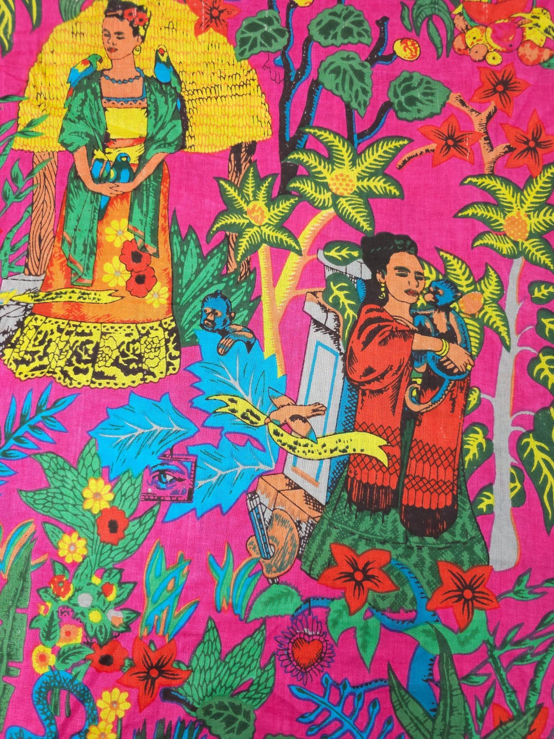 Hot Pink Frida Kahlo Block Print Cotton Etsy hot-pink-frida-kahlo-block-print-cotton-etsy