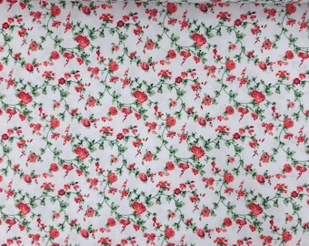 Red Ditsy Floral Twine 100% Cotton Fabric - Perfect for Quilting, Crafts & Dressmaking