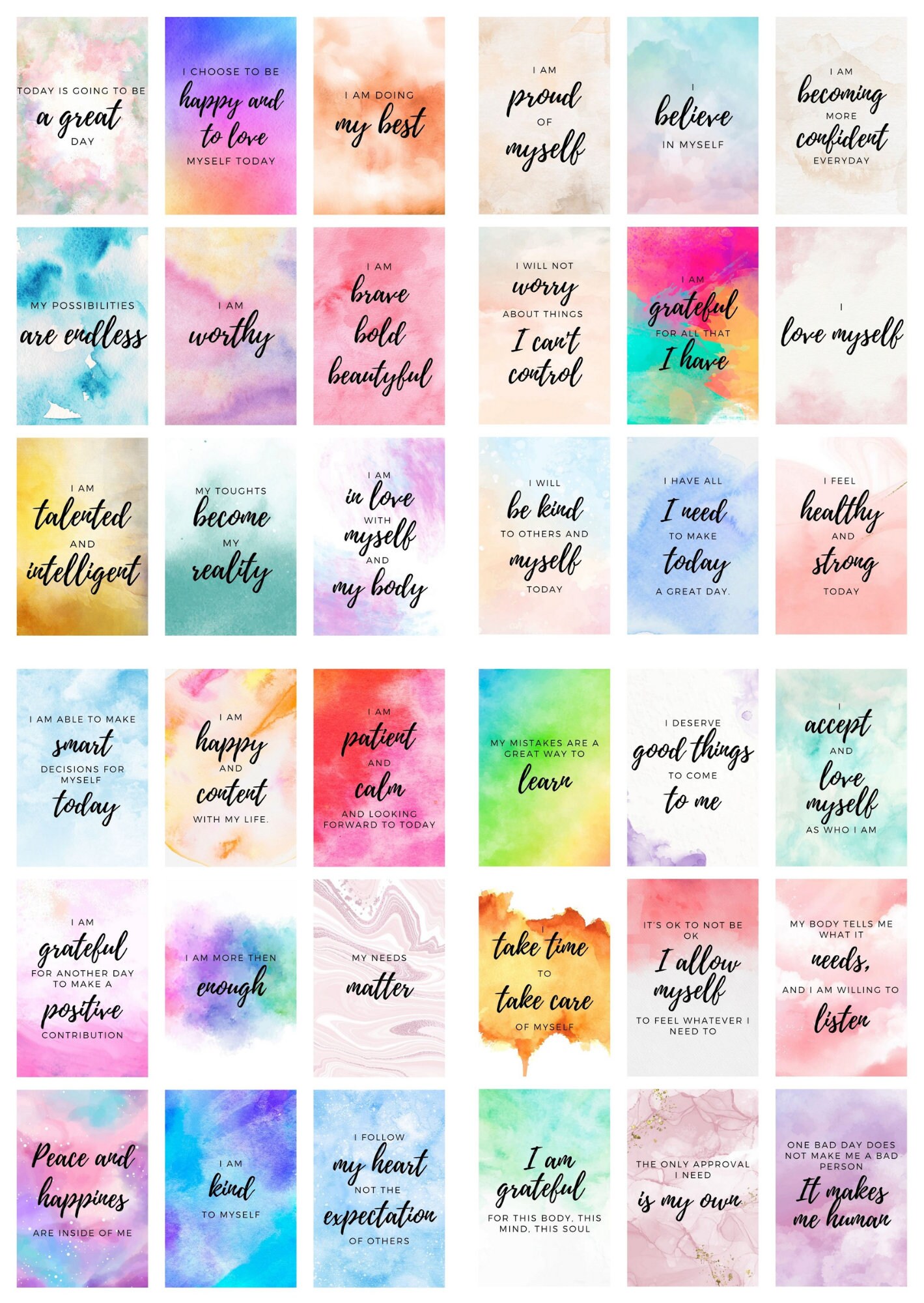 Printable Affirmation Cards Free